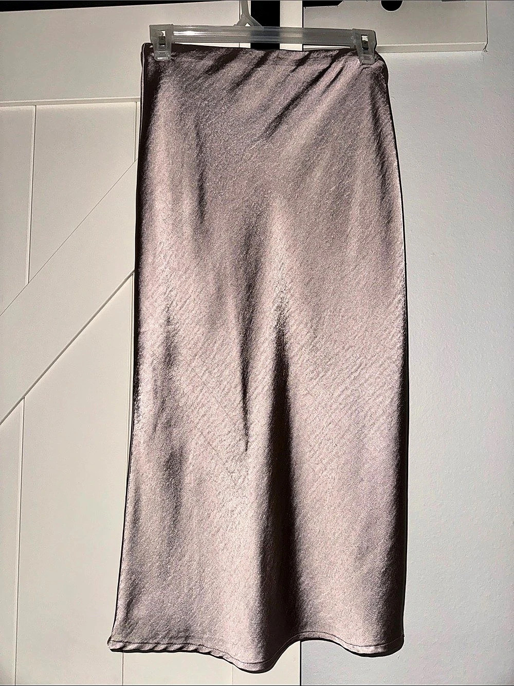 Skies Are Blue Satin Midi Skirt bronze Size Medium